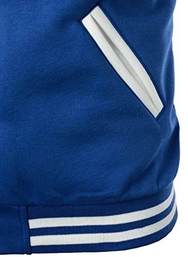 HOOD CREW Man’s Varsity Jacket Cotton Blend Letterman Jackets - color: Blue, size: Medium