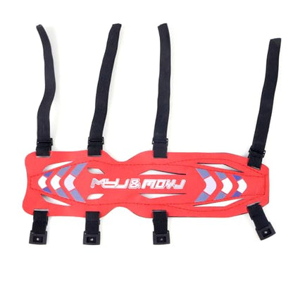 11.2in Long/6.7in Short Armguard Professional Competition Archery Bow Range with 4-Strap/2-Strap Buckles Shooting Practice Guard Nylon Carbon Forearm Protector Arm Guard - size: Red Long