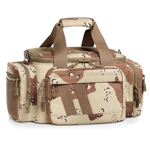 Savior Equipment Specialist Series Tactical Triple Pistol Shooting Range Hunting Duffle Bag Gun Carrying Case, Rigid Compartment Frame, Lockable Zippers - color: Chocolate Chip Camo