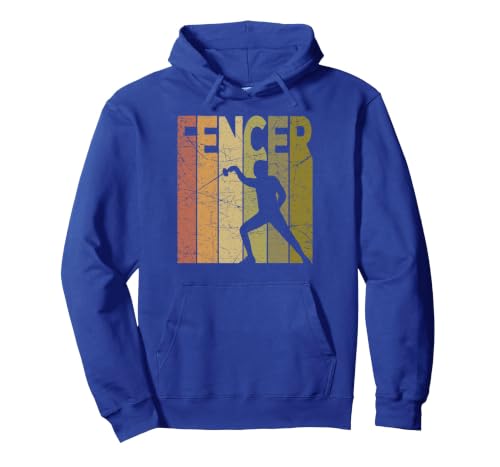 Fencer Vintage Fencing Retro Sword Fencing Graphic Pullover Hoodie - color: Royal Blue, size: Medium