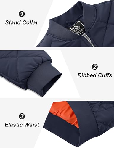 TACVASEN Men's Padded Jackets Winter Full Zipper Fleece Outwear Casual Windproof Bomber Varsity Coat - color: Navy, size: X-Large