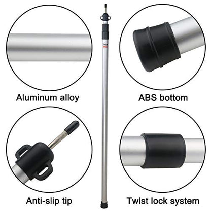 Sunnyglade 2 Pcs Adjustable Tarp Poles Telescoping Rods Aluminum Silver
