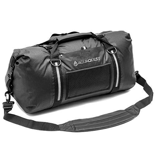 AquaQuest White Water Duffel - 100% Waterproof, Heavy Duty, Versatile, Comfortable - Durable Protective Dry Bag for Travel, Sport, Motorcycle, Boat, Fishing - 50, 75, or 100 L - color: Black, size: 75 L