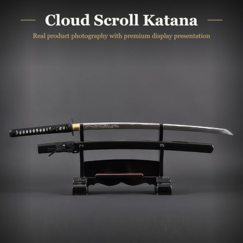 1045 Katana, Hand Forged Full Tang Japanese Sword | Classic Tsuba Series - color: Cloud Scroll 283