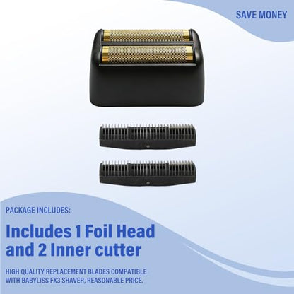 Compatible with BaByliss Pro FX3 Foil Shaver Replacement Head - color: Black 1 Pack