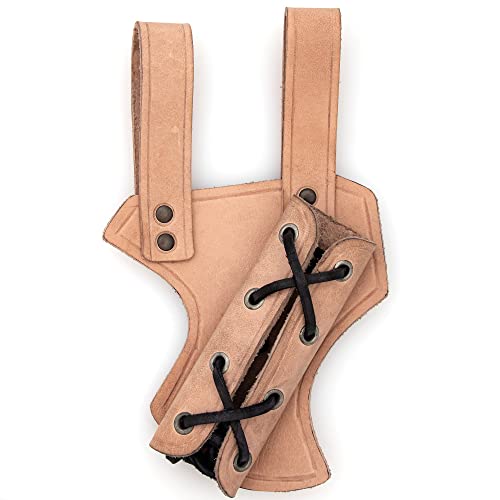 Armory Replicas™ - Genuine Bovine Leather Hawk Wood Sword Frog - Medieval Inspired Adjustable LARP Sabre Rapier Sword Weapon Frog Holster Holder Accessory - color: Natural, style: Left