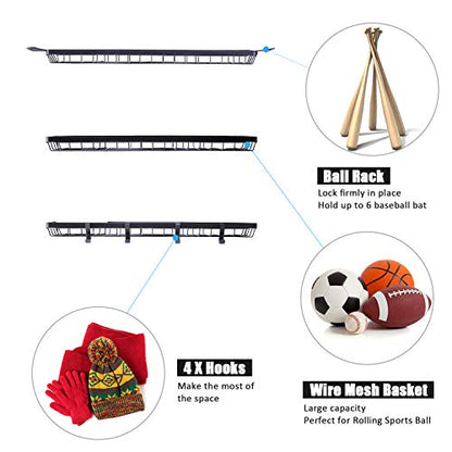 Mythinglogic 3-Piece Wall Mount Ball Storage and Sports Equipment Organizer