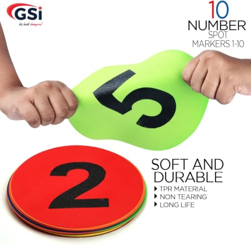 GSi Non-Slip Floor Spot Markers for Sports, Therapy & Classroom - size: 6.⁠ ⁠Number