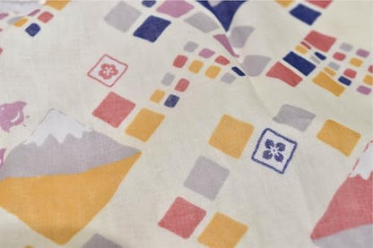 Japanese Gauze Tenugui Towel – 100% Cotton Made in Japan – Quick Dry, Soft & Lightweight Kitchen Tea Towel, Face & Hand Towel for Travel, Gym and Daily Use (1, Chidori Fuji Pattern Beige, Medium) - color: Chidori Fuji Pattern Beige