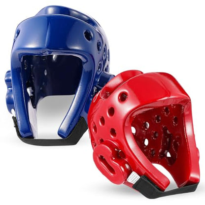 JellyArch 2 Pcs Taekwondo Karate Headgear MMA Martial Arts Helmet Soft Head Guard Protection Sparring Gear Helmet Boxing for Men Women Thai Kickboxing Grappling Muay Taekwondo - color: Red and Blue, size: Medium