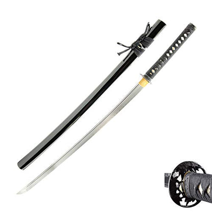 Katana Samurai Sword for Dojo, Hand Forged Carbon Steel, Full Tang - color: 1045 Damascus Katana Bo-Hi 628