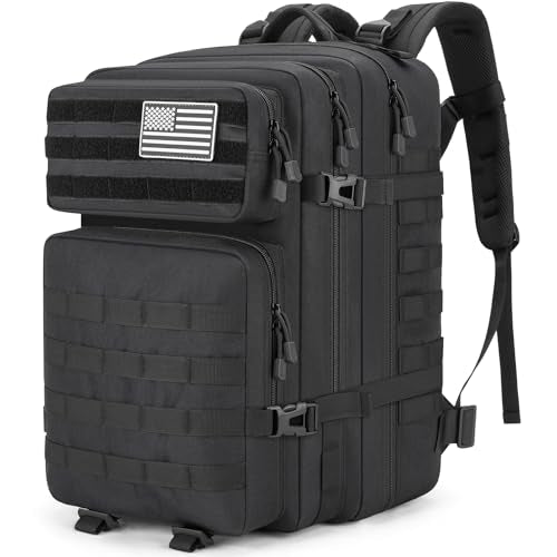 45L Large Tactical Backpack Military MOLLE 3 Day Bug Out Bag - color: Black
