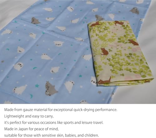Japanese Gauze Tenugui Towel – 100% Cotton Made in Japan – Quick Dry, Soft & Lightweight Kitchen Tea Towel, Face & Hand Towel for Travel (1, Flowing Water Cherry Blossom Pattern Blue, Medium) - color: Flowing Water Cherry Blossom Pattern Blue