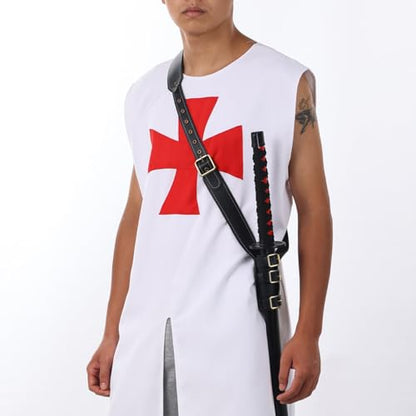 BLESSUME Medieval Knight Belt with Sword Frog Holster Rapier Scabbard Holder 1pc - color: Black 1