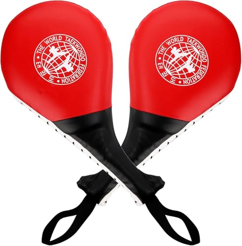 Frcctre 2 Pack Taekwondo Kick Pads, Durable Striking Kick Pads, Kicking Target Pads Punching Paddles for Tae Kwon Do Karate Kickboxing Martial Arts Training, 15 x 7.5, Red