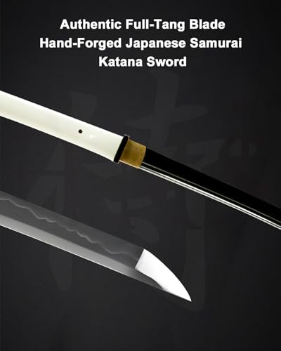 1045 Katana, Hand Forged Full Tang Japanese Sword | Classic Tsuba Series - color: 1045 Heat Tempered, White
