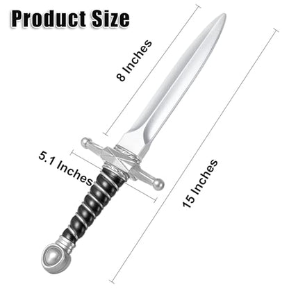 Pterosauria 2pcs PU Foam Fake Dagger Weapons, Cosplay Sword Props for Play Fighting Costume Accessory Party - color: Silver-2pcs