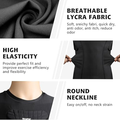 Youth Padded Compression Shirt Vest Rib Chest Protector Football Baseball - color: Padded Vest Black, size: Medium