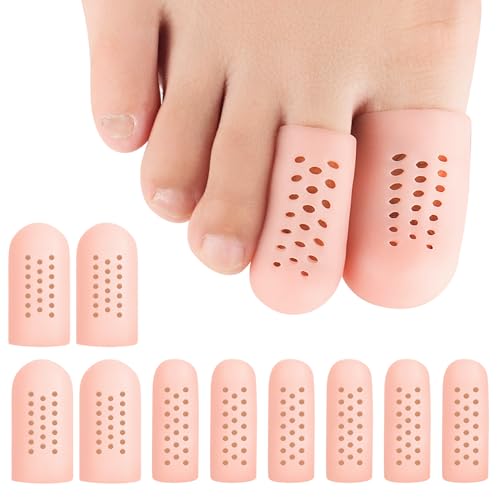 10 Pack Toe Caps and Toe Protectors for Women & Men Silicone Toe Covers Cushions for Pain Relief,Toe Bandages and Sleeves for Ingrown Toenails,Corns,Calluses,Blisters(4L +6 S) (Flesh Color) - color: Flesh Color
