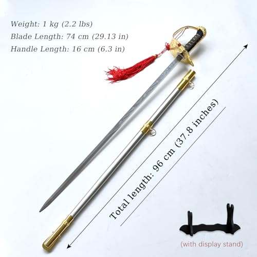 37.8" Stainless Steel Eagle Head Straight Ceremonial Sword,European Honor Guard Parade Sword,Unsharpened Drill Saber - style: A