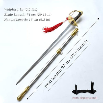 37.8" Stainless Steel Eagle Head Straight Ceremonial Sword,European Honor Guard Parade Sword,Unsharpened Drill Saber - style: A
