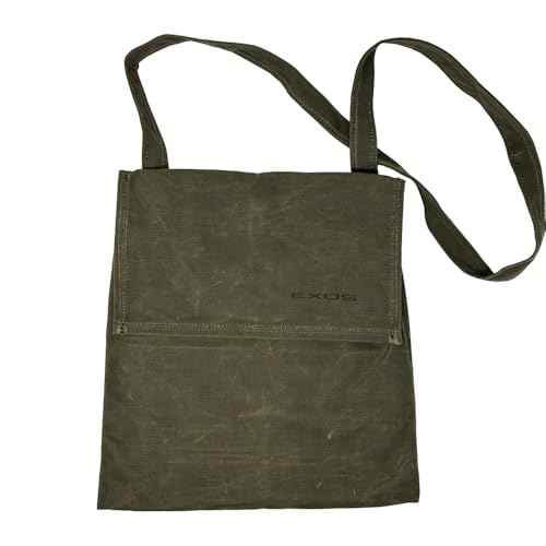 Exos Waxed Canvas Haversack Bushcraft Shoulder Bag - Durable Canvas Messenger Bag - Foraging Bag, Gardening Bag, 2 Sizes - style: Antique Olive Small