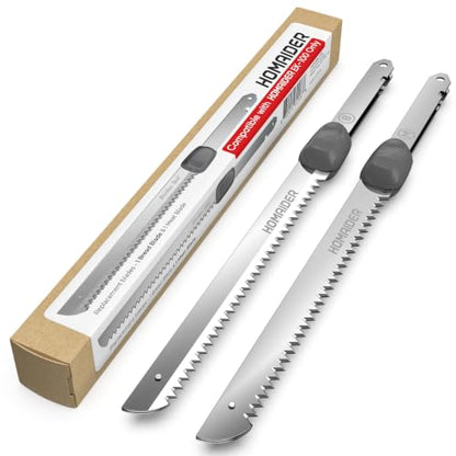 Homaider Replacement Blades for Electric Knife – Compatible EK-100 Only - 2 Stainless Steel Serrated Blades - size: Replacement Blades