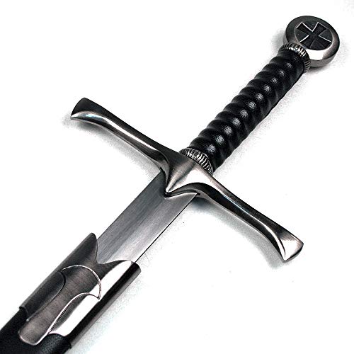 Ace Martial Arts Supply 36" Medieval Knight Arming Sword with Scabbard – Unsharpened Stainless Steel for Cosplay & Display - color: Crusader (Cross) W/ FROG BELT
