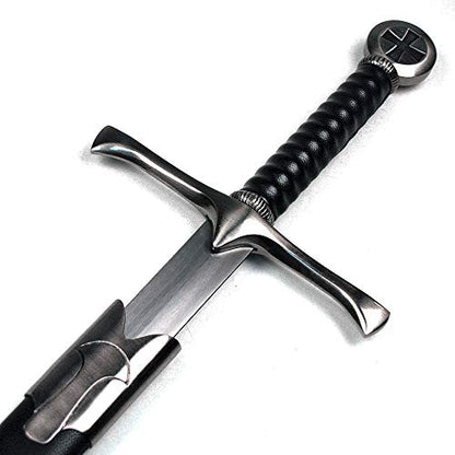 Ace Martial Arts Supply 36" Medieval Knight Arming Sword with Scabbard – Unsharpened Stainless Steel for Cosplay & Display - color: Crusader (Cross) W/ FROG BELT