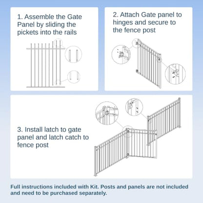 Weatherables Cypress Aluminum Gate Kit – DIY Kit for Backyard and Garden Fencing, Made with Durable Powder-Coated Aluminum that Combats Rust, Fading, and Corrosion (4’ Wide Gate Kit) - size: Cypress 4' Wide Gate Kit