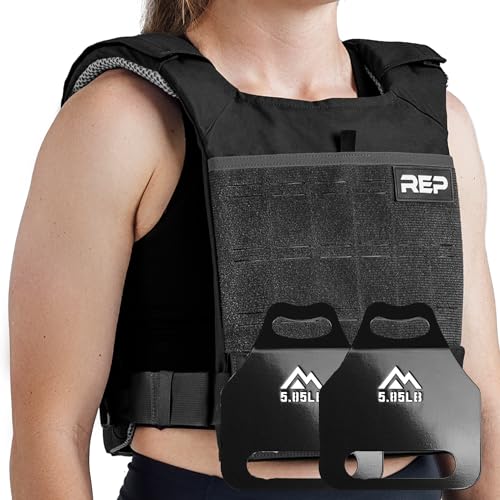 REP Fitness Strata Weight Vest, 2 Removable Plate Options for Unisex, Men & Women, Wearable, Weighted for Strength Training, Muscle Building, CrossFit, Running, Gym Exercise, Adjustable Sizing - color: Black, size: 14 Pound Vest