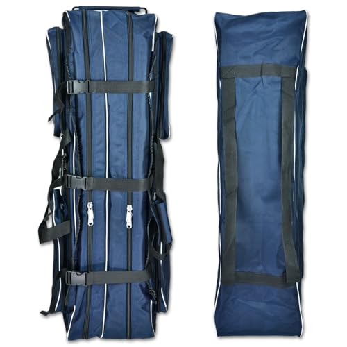 Fencing Bag with Wheels - Competition Draw-bar Rolling Fencing Bag - Fencing Bags with A High-Top Weapon Bag - color: Navy Blue