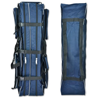 Fencing Bag with Wheels - Competition Draw-bar Rolling Fencing Bag - Fencing Bags with A High-Top Weapon Bag - color: Navy Blue