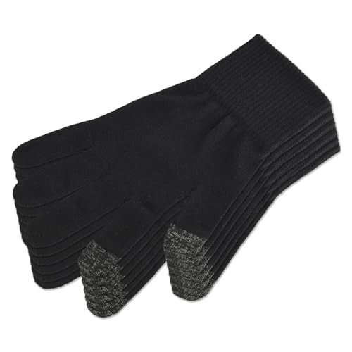 Donfri Touchscreen Cotton Moisturizing Gloves - 6 Pairs, Black, L - size: Large-Black