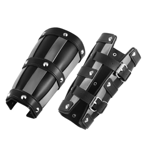 HZMAN Faux Leather Arm Guards Medieval Metal Armor Style Bracers