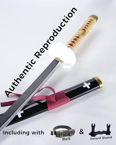 Cold Blade Katana Sword - 41 inches Katana Replica with Holster Belt and Display Stand - Sword with Authentic Design - color: Heart Pattern Red