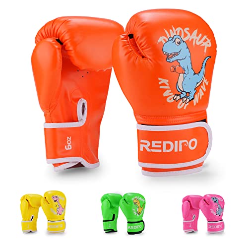 Kids Boxing Gloves for Boys and Girls, Youth Boxing Training Gloves for Kids 3-9, 4&6OZ Punching Bag Kickboxing Thai Mitts MMA Training Sparring Gloves - color: Orange, size: 6OZ