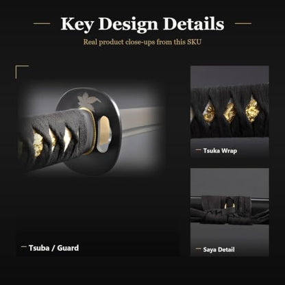 1045 Katana, Hand Forged Full Tang Japanese Sword | Classic Tsuba Series - color: Maple Leaf