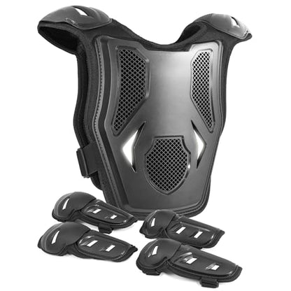 Kids Dirt Bike Gear, Motocross Armor Body Guard Vest Suit (Silver) - color: Silver