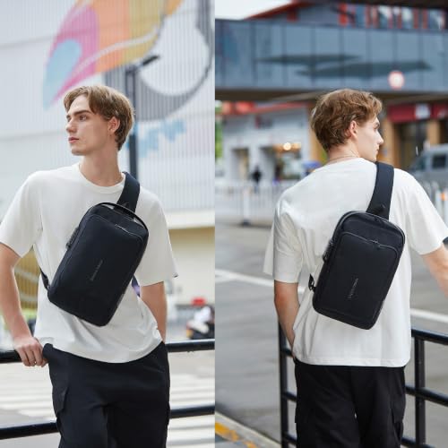 Kingsons Anti-theft Sling Backpack with Lock& Charger for Men - color: Black