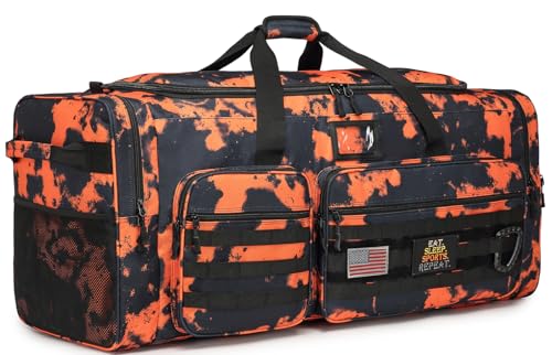 130L Extra Large Duffle Bag for Men, Heavy Duty Large Duffle Bag for Travel - color: Orange Graffiti, size: 130L