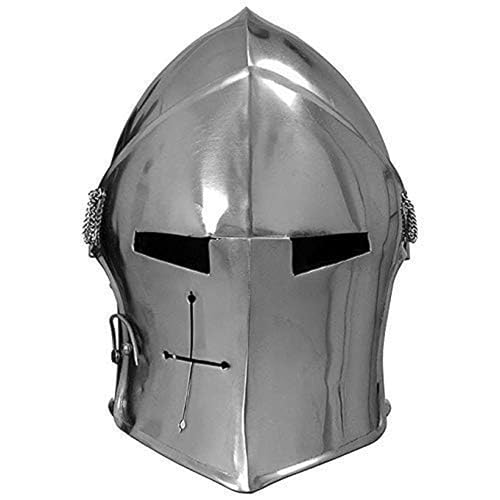 Medieval MF Doom Roman Gladiator Full Face Mask For Adults Men Women 18 Gauge Steel Halloween Warrior Costume - color: Silver 1