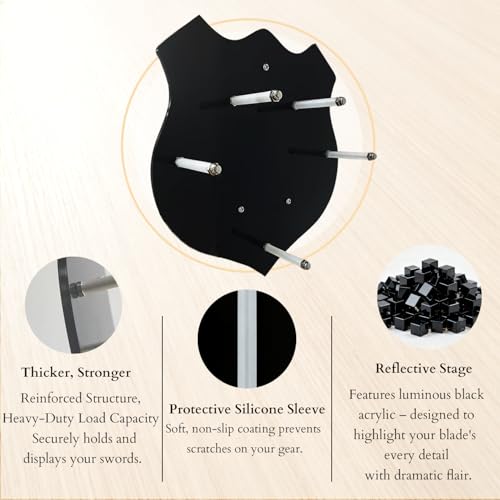 Sword and Axe Wall Mount - Dual-Mode Acrylic Sword and Axe Holder for Vertical or Crossed Display, Longclaw Sword Hanger Rack with Mounting Hardware