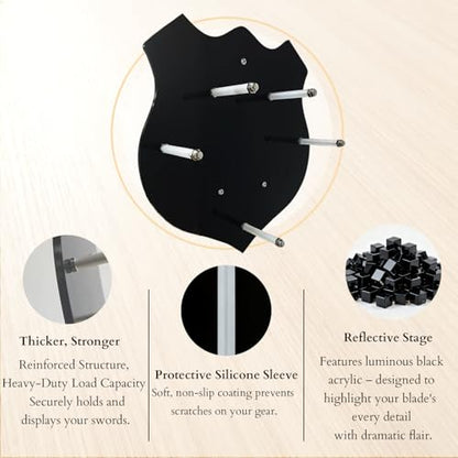 Sword and Axe Wall Mount - Dual-Mode Acrylic Sword and Axe Holder for Vertical or Crossed Display, Longclaw Sword Hanger Rack with Mounting Hardware