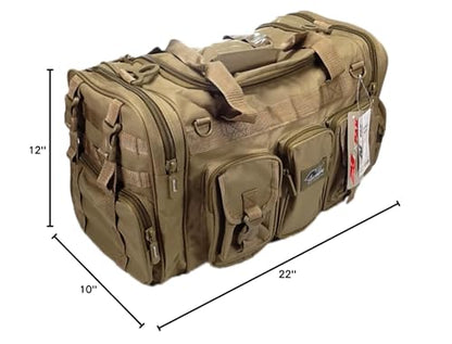 Mens Large 22" Inch Tan Duffel Duffle Military Molle Tactical Gear Shoulder Strap Travel Bag
