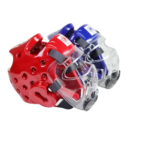 2PC Taekwondo Headgear Karate Headgear with Removable mask for Sparring Partner Muay Thai Taekwondo Karate MMA Training Adults - size: Large