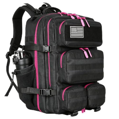 55L Tactical Backpack Heavy Duty Military Rucksack Molle Backpack 3 Day Assault Pack for Work Outdoors - color: Black Rose