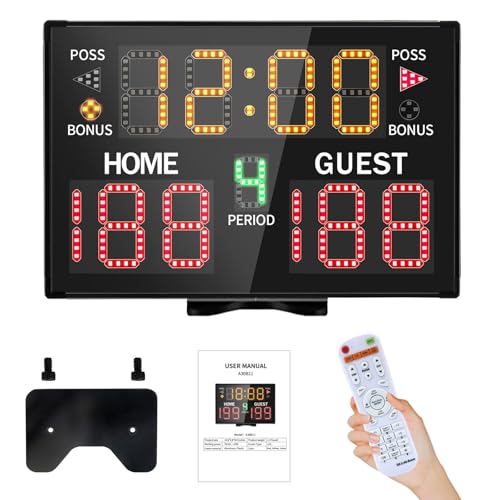 LUCKY TIME Electronic Basketball Scoreboard with Buzzer, Digital Scoreboard with Remote,Portable Score Keeper Battery Powered Score Board for Sports Games - style: 15" Compact | Battery Included