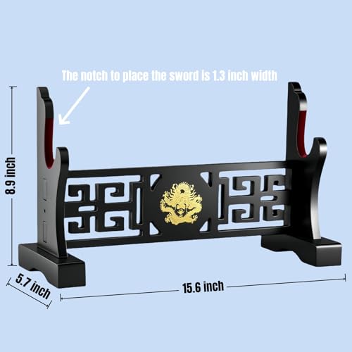 Padded Sword Stand Display Velvet Protect Sword Rack Katana Genji Japanese Samurai Blade Gladius Templar Medieval Sword Stand Holder - Dragon - color: 1-Tier