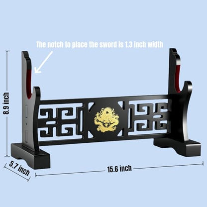 Padded Sword Stand Display Velvet Protect Sword Rack Katana Genji Japanese Samurai Blade Gladius Templar Medieval Sword Stand Holder - Dragon - color: 1-Tier